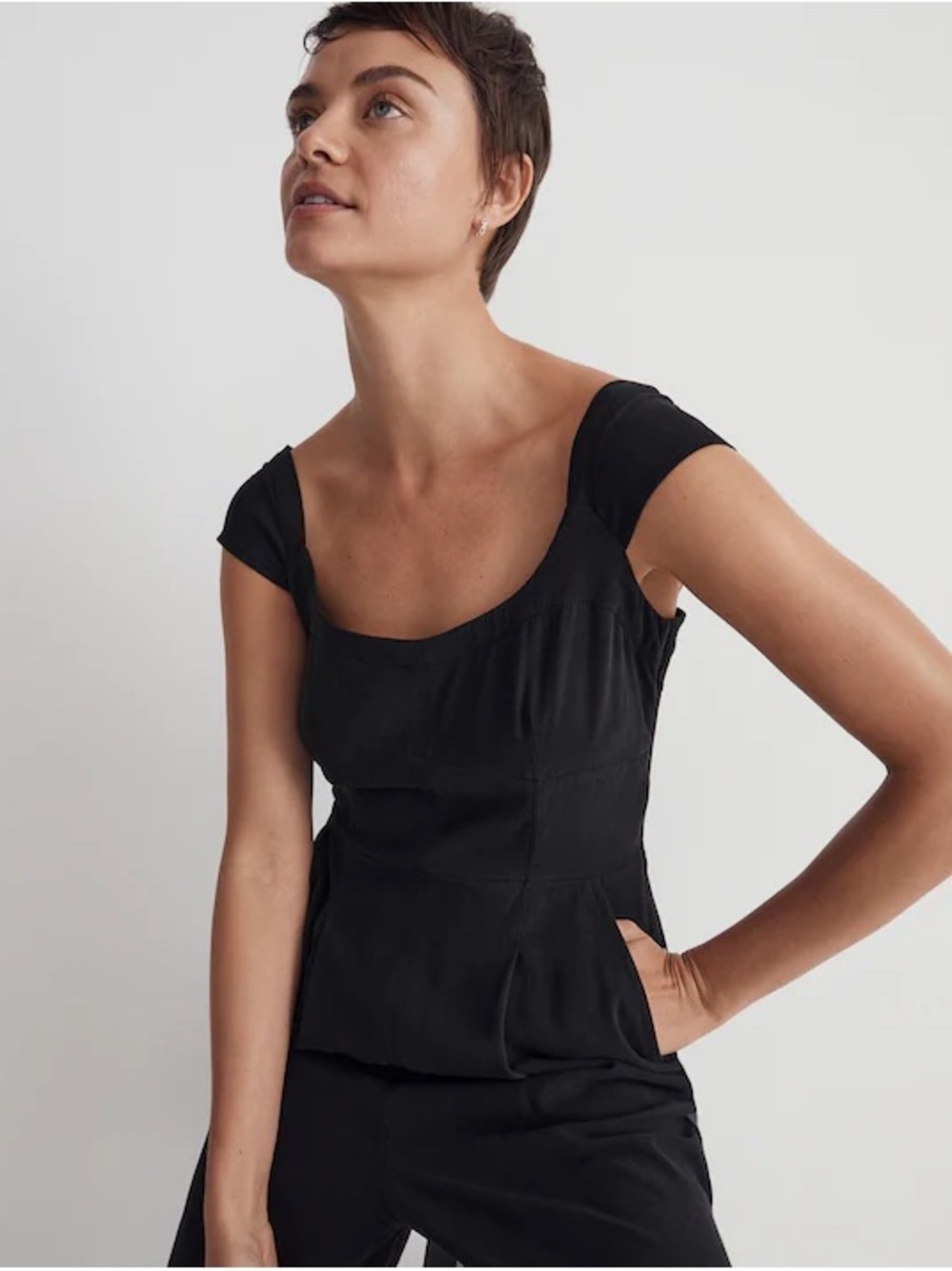 Madewell Black Scoop-Neck Short Sleeve Top